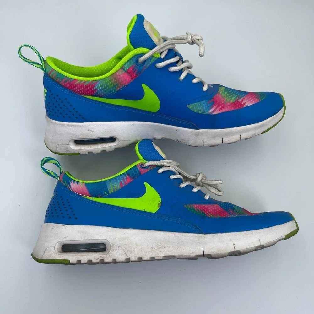 Nike Air Max Thea Print GS Running Sneakers 6Y Photo Blue/Electric Green